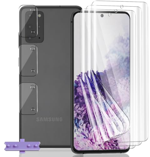 Yieehhow [3+3 Stück] Schutzfolie für Samsung Galaxy S20 Plus Panzerfolie, HD Weich TPU Folie und Kameraschutz Panzer Schutz Glas, Anti-Kratzer, Flexible Displayschutzfolie für Galaxy S20 Plus