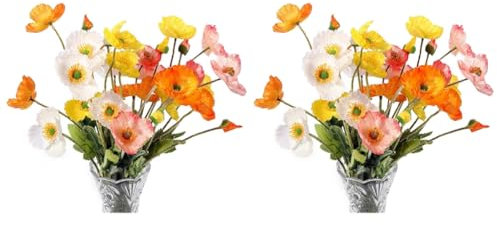 Remingtape 16 Stücke Seiden Mohn Blumen für Heim Dekoration, Blumen Strauß, Hochzeit, Kunst Blumen, Blumen Arrangements