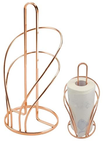 Vertical Paper Towel Holder | Vertical Tabletop Roll Paper Holder | Nor-dic Style Rose Gold Tissue Holder - Multipurpose Kitchen Roll Stand And Space-saving Organiser