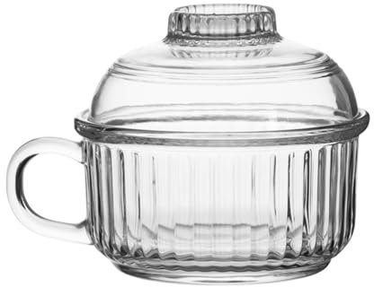 PRETYZOOM tazones de vidrio recipientes con tapas recipiente con tapa bol platillo platos sopa recipientes de cristal tazas de té de vidrio vasos de para beber templado