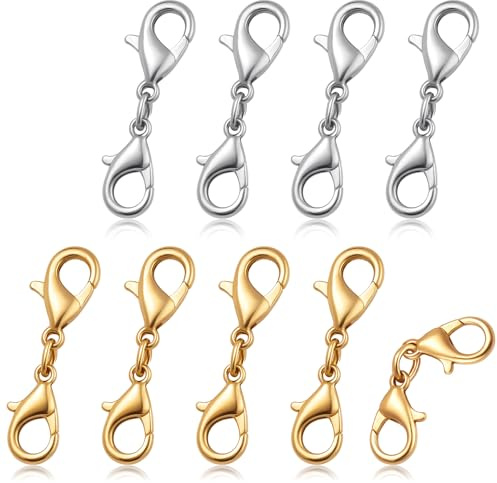 Set di 8 prolunghe per bracciale, doppia chiusura a moschettone, di ricambio da 1 pollice per gioielli