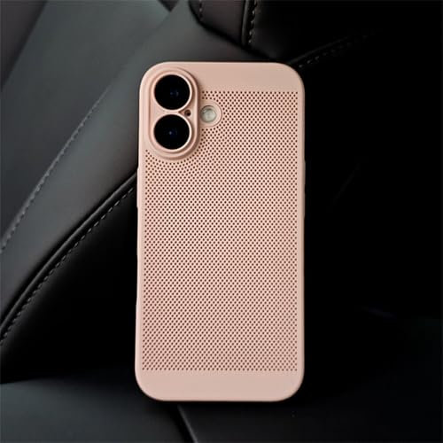 QGGNMGT Custodia antiurto opaca con rete di raffreddamento di lusso per iPhone 16 15 14 13 12 Mini 11 Pro Max Plus XR XS X 7 8 Custodia protettiva in plastica, rosa, per iPhone 15 Plus