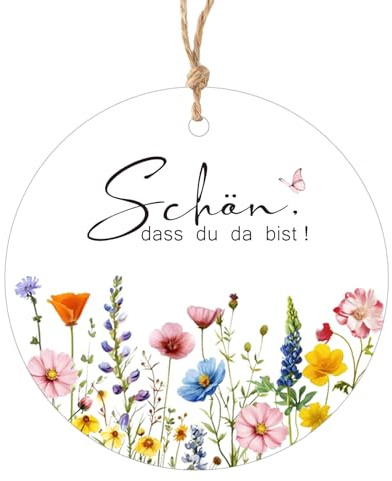 jijAcraft SCHÖN DASS DU DA BIST Geschenkanhänger: 5.5cm Runden Papieranhänger Hochzeit 50 Stück Weiß Kraftpapier Anhänger Kommunion Papier Etiketten Tags mit Juteschnur für Geburtstag, Party