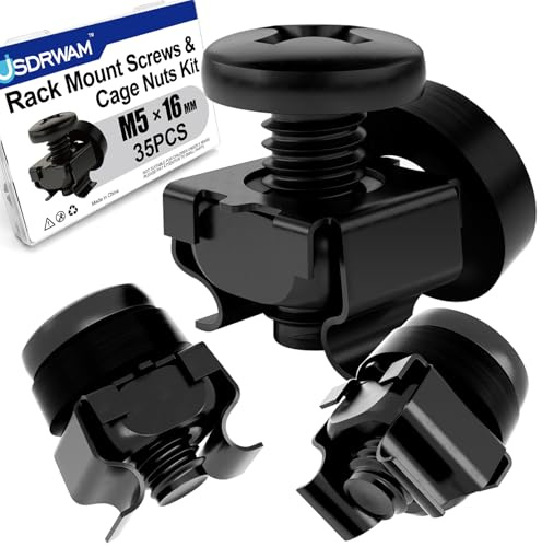35 Pack M5 x 20mm Rack Mount Screws and Cage Nuts with Washers, Server Rack Accessories for Cabinets and Equipment Installation