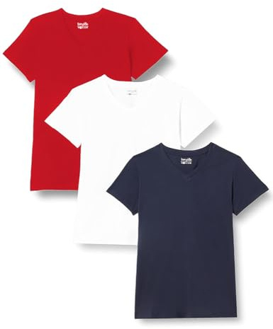 Berydale - Maglietta da Donna con Scollo a V, in 100% Cotone, Confezione Multipla