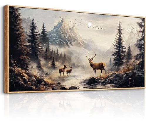 JHHUAMO Bilder mit Rahmen Natur Berge Schlafzimmer Wohnzimmer 50x100 cm | Modern Wandbild, Exquisite Handwerkskunst, Hochauflösender Druck, Einfaches Aufhängen, Vielseitig Einsetzbar