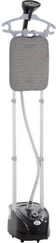 HOMCOM Défroisseur vapeur vertical 1950 W 32g/min, réservoir d'eau de 2 litres, tige télescopique, fer vertical autonomie 45min, 11 températures réglables, prêt en 38s, planche et cintre fournis noir