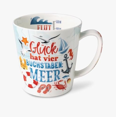 Kaffeebecher Meerglück, Kaffeetasse Tassen Teetassen Kaffeepott Henkelbecher, Meer Küste Urlaub