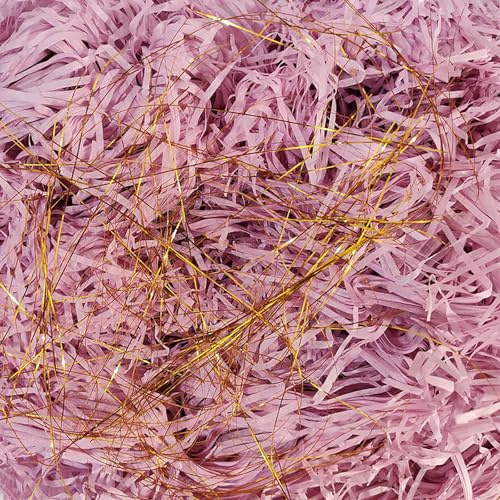 500 g strimlat silkespapper, strimlat papper för korg, idealisk korgfyllning och presentförpackningsfyllning, gyllene siden lila pastell