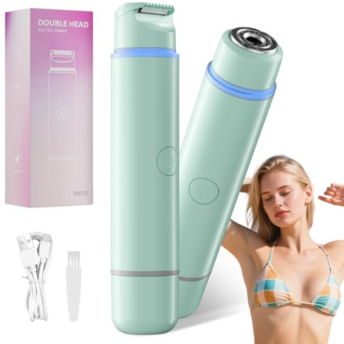 2026 New Lady shavers for Women,2 in 1 Double Head Razor,USB Rechargeable Waterproof,Wet & Dry,for Face Body Armpit Bikini Leg Hair Removal