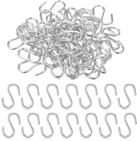 Zelphvt 60Pcs 1 Inch Mini S Hooks for Hanging Silver Ornament Hooks Hanger Metal Mini S Hooks for Jewelry, Necklaces, Plants, Lights, Potted Plants, Keychain
