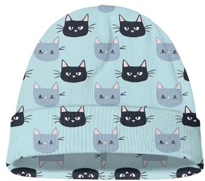 Watdotory Kinder-Mütze, süße Kleinkind-Mütze, Wintermütze, für Jungen und Mädchen, warme Strickmütze, Säuglingsmütze für 0–8 Jahre, Cartoon Katze, M