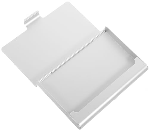 Hemobllo Porta Biglietti da Visita Tascabile in Lega di Alluminio Argento, Contenitore per Carte da Ufficio Facile da Trasportare per Showroom e Negozi