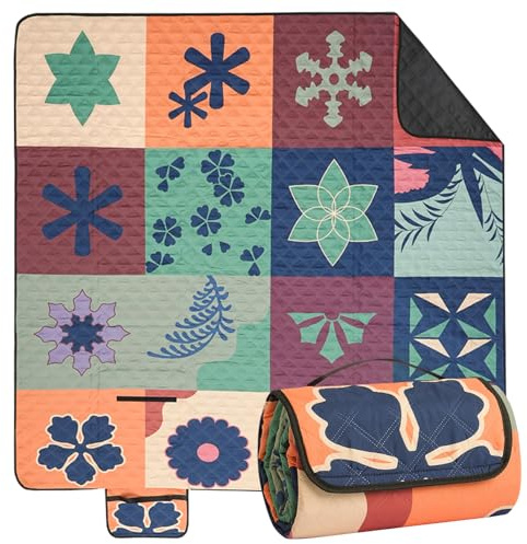 Onvavient Tappetino da picnic 200x200 cm — coperta da spiaggia isolante formato XXL, coperta pic nic impermeabile, tappetino da campeggio, telo picnic traspirante e morbido, picnic blanket