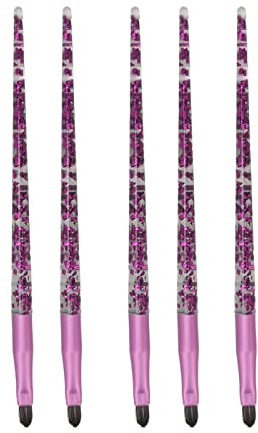 Zhangpu Läppborste Glitterhandtag Mjukt Hår Läppsminkborsteset för Eyeshadow Foundation, 5 St Syntetiska Fiberborste för Kvinnor och Makeupartister, för Hemresor