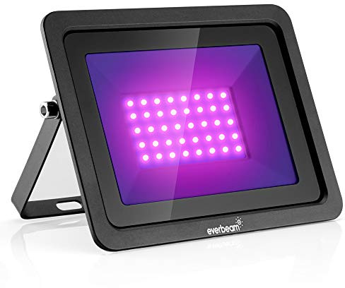 Everbeam Luz Negra LED UV 365 nm 50W - Bombillas LED de alto rendimiento, IP66 Waterproof - Luz de inundación ultravioleta para acuarios, fiestas en casa o en el decoración de Halloween