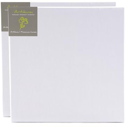 ARTIKUM 2X Premium LEINEN 70x70cm | Leinwände auf Keilrahmen 70 x 70 cm | 100% Leinentuch ±430gsm dreifach grundiert, malfertige bespannte Keilrahmen mit Leinwand