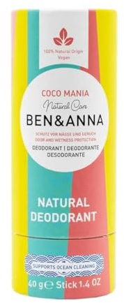 BEN & ANNA Déodorant en stick naturel pour homme et femme | Végétalien et cosmétique naturel | Durable dans le tube Papertube | Contre la transpiration excessive | Sans aluminium (40 g (1 paquet),