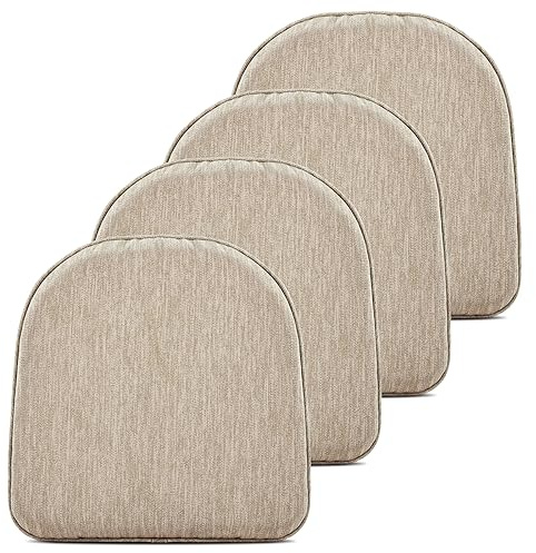 baibu Set of 4 Memory Foam Dual-Layer Design Metal Dining Chair Pads Bar Stool Cushion with Ties for Metal Chairs or Bar Stools - 4 Cushions Only (Beige, 14x14x1.5in)
