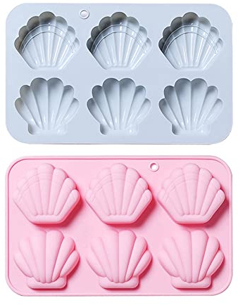 CANDeal Teglia da Forno Madeleines, Set di 2 Teglie Madeleine, Stampo da Forno Madeleine, Stampo Madeleine in Silicone Antiaderente, Stampo da Torta A 6 Fori per Torta/Cioccolato/Caramelle/Biscotti