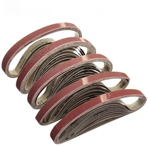 ARMYJY 50 Correas de Lijado de 15 x 452 mm, 60/120/240/400/600 Bandas de Lijado abrasivas de óxido de Aluminio de Grano Surtido para pulir y desusting