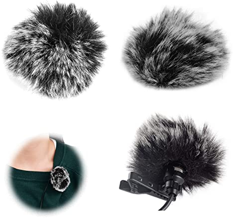 Micro Anti Vent Bonnet,2PCs Parebrise Manchon De en Fourrure,Microphone Furry Windscreen,Bonnette de Microphone pour Enregistreurs Portables Toutes Les Cravates Compactes de Avec Cravate De Microphon