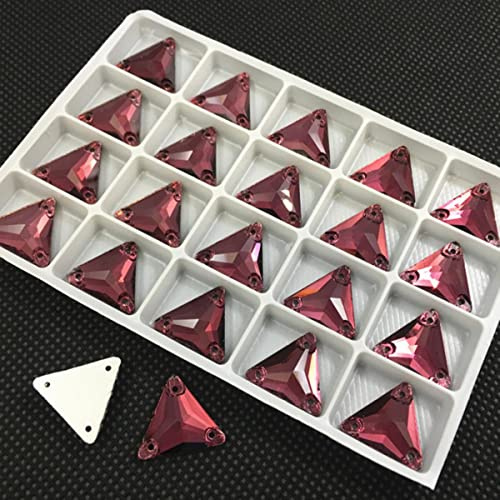 3270 Triangle DIY Sewing Crystal Strass 12mm,16mm,22mm Sew On Stones Glass Beads Flat Back Rhinestone Sewn for Clothing-Burgundy,12mm 40pcs