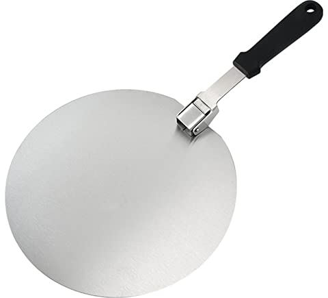AKAZI Pala Tonda Pieghevole da 10/12 Pollici Pala per Pizza in Acciaio Inossidabile Pala per Torta Pala per Pizza Trasportatore per Torta Pala per Cottura, Argento (48,5 * 30,5 cm)