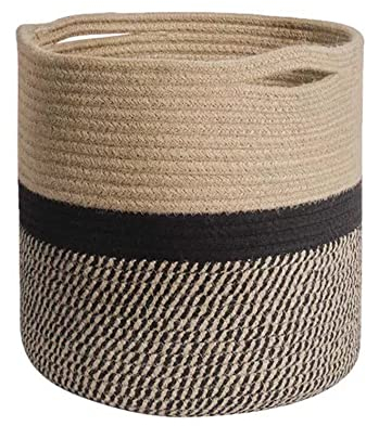YDQUANI Baumwollseil-Pflanzenkorb für Blumentopf Indoor-Pflanzgefäße, 30 x 30 cm Jute faltbar Aufbewahrungskorb Organizer Modernes Dekor Haushalt Wäschekorb