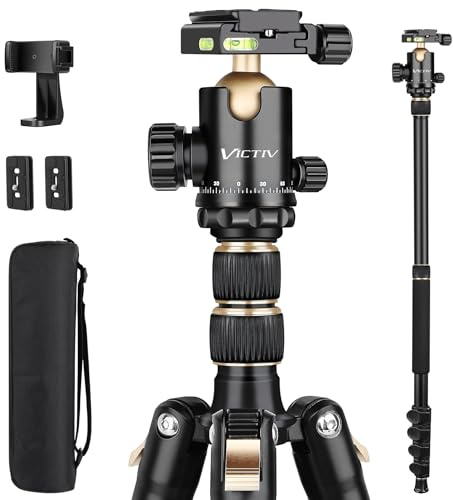 Trépied professionnel pour photographie DSLR 81 | Haute, légère et robuste – Lunettes, télescope et jumelles – Trépied compact complet