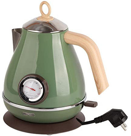 WOOXGEHM Bouilloire Électrique 1,7 L, Ébullition Rapide, Bouilloire Électrique À Affichage de la Température, Grain de Bois Rétro, Théière Électrique avec Protection Contre L'Ébullition À Sec(Vert)