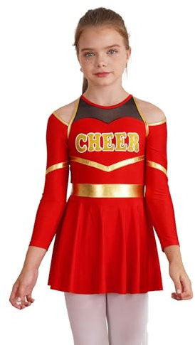 Doomiva Mädchen Cheerleading Uniform Halloween Tanzkostüm Cheer Leader Tanzkleid Karneval Faschingskostüm Rot 170-176