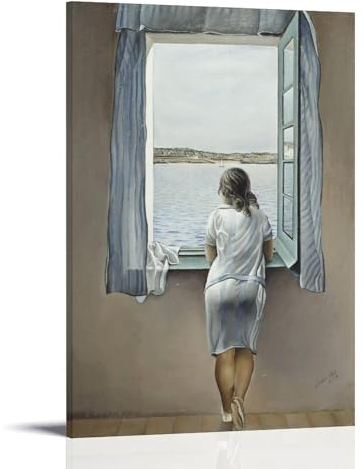 Frau am Fenster von Salvador Dalí Maler-Kunstwerk, Poster, Leinwand, Wandkunst, dekorativ, Schlafzimmer, modernes Heimdruck, Bild, Kunstwerk, 20 x 30 cm