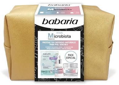 Babaria - Neceser Ritual Microbiota, Pack Especial, Rutina con Mascarilla Facial 20 ml, Sérum 30 ml y Crema 50 ml, con Prebíoticos y Ácido Hialurónico, Equilibra e Hidrata la Piel, Antiedad