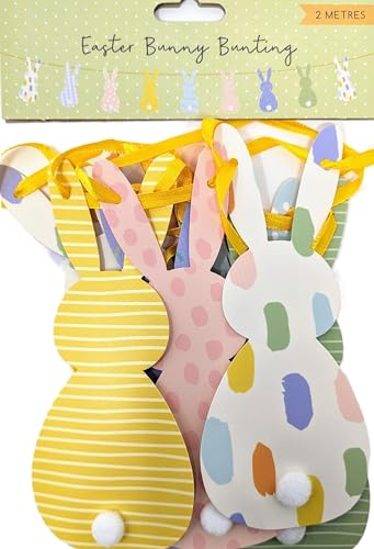 Easter Bunny Bunting – 2M Pre-Threaded Double-Sided Garland | Cute Easter Decorations for Egg Hunts, Parties & Home Décor