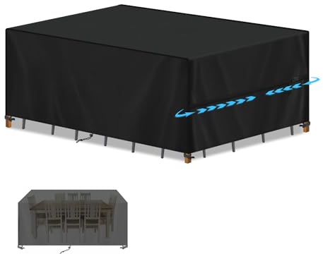 SIMPHAUS Abdeckhaube Gartenmöbel Abdeckung Wasserdicht Gartenmöbel Tisch für Gartentisch Sitzgruppe Schutzhülle für Gartentisch Sitzgruppe Möbelsets 420D Oxford Gewebe 200x100x75cm