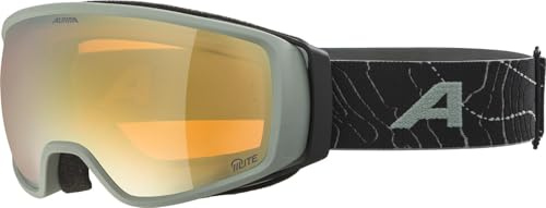 ALPINA DOUBLE JACK PLNT Q-LITE - Occhiali da sci OTG, con protezione UV al 100%, per adulti, colore verde opaco, taglia unica