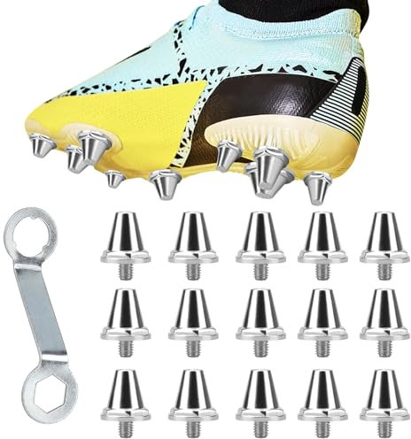 Altamejor 15 Schraubstollen für Fussballschuhe 15mm*3MM, Ersatzstollen mit Stollenschlüssel Schraubstollen mit Aluminiumaufsatz| Fußball Stollen | Soccer Studs | Ersatz Stollen für Fußballschuhe