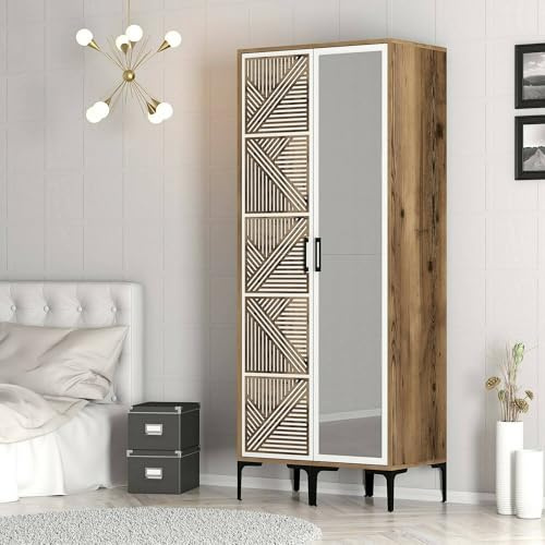 Dmora Kleiderschrank 2-türig, 80x201,4 cm, Braun, Garderobe