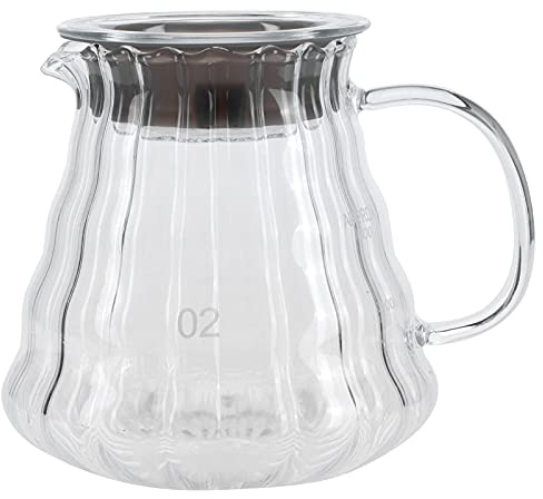 Jarra De Café De Vidrio Transparente, Servidor De Café De Vidrio De Alto Borosilicato Resistente Al Calor, Vierte Sobre El Gotero De Café Para Preparar Té De Café(500ML)