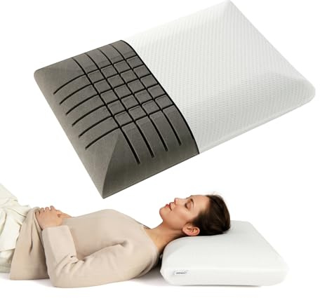 LIFEZEAL Cuscino Letto Coppia, 60x40x13cm, Guanciale, Cuscino Cerviale, in Memory Foam Innovato con Carbone di Bambù, Fodera Rimovibile, Lavabile, Medio Morbido, Traspirante, Anallergico, per Dormire