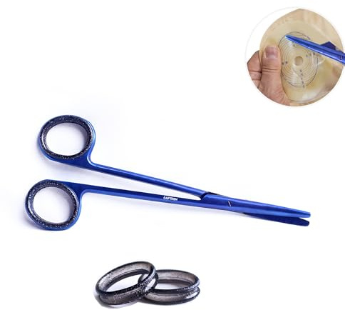 Forbici professionali per colostomia e ileostomia con punta smussata J2 in acciaio inossidabile per sacca per stomia per medici veterinari infermieri (Blu, 5,5 pollici)