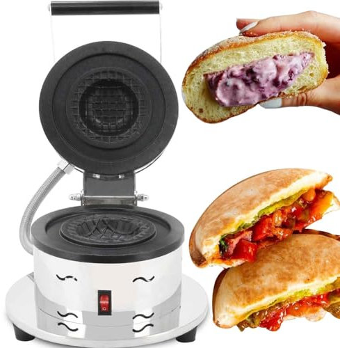 HYQNG Commercial Panini Press Hamburger Machine, 1000W Electric Burger Waffle Maker Iron Machine, Non Stick Ice Cream Stuffed Burger Machine For Home Kitchen