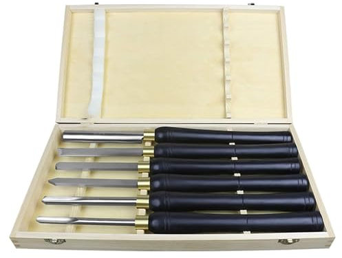 CLLBANT Juego de 6 cinceles para Torno HSS para Esculpir Madera, Cuchillos para tallar Madera, Herramientas manuales para Torno, Juego de Herramientas de torneado para carpintería, Regalos.
