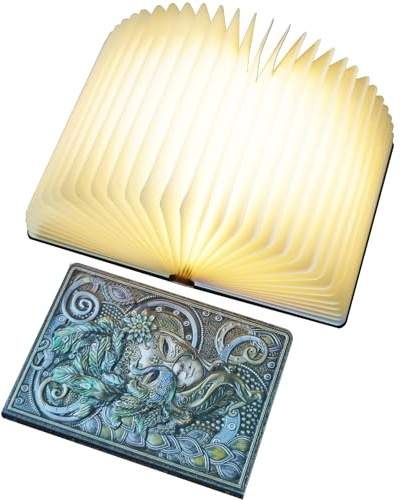 QXMGCBOK Dekorative LED-Buchlampe mit Relief-Design –Home Decoration, USB-ladbar, Elegante Buchdekoration & Geschenk für Buchliebhaber(Farbe) | Geschenk für Buchliebhaber, Stimmungsbeleuchtung, Nachtleselicht, elegante Buchdekoration