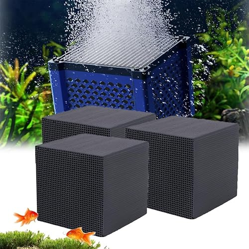 Tablettes de charbon actif, cube de purification d'eau, filtre à charbon actif, cube filtrant, cube de nettoyage pour bassins, réservoir à poissons, nettoyage de réservoir d'eau pour chevaux (3 pièces
