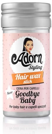 Adorn Wax Stick Goodbye Baby - Cera para el pelo (75 ml), cera para el cabello de las mujeres para controlar el pelo del bebé y el encrespamiento, fijación para peinados elegantes y de larga duración