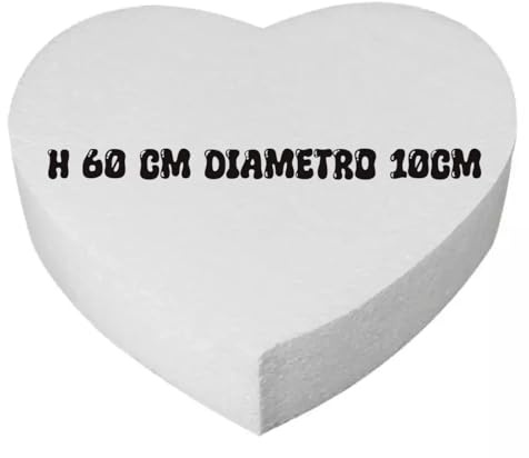 Base in Polistirolo a Forma di Cuore, 60 cm Diametro, 10 cm Altezza, Supporto per Cake Design e Decorazioni