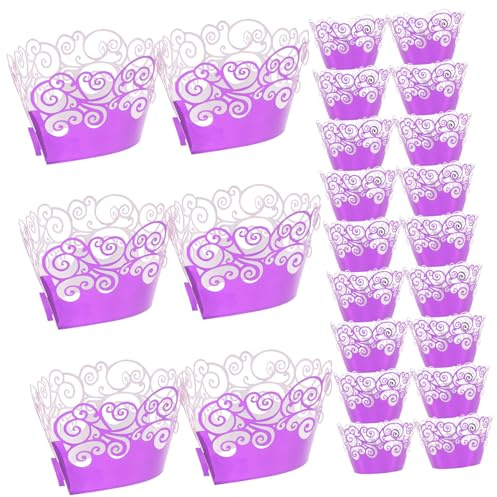 OUNONA 50 Pezzi Pirottini per Cupcake Alluminio Confezione da Fodere Decorate per Muffin e Dolci per Feste Compleanni e Matrimonio