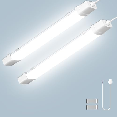 Bellanny 115CM LED Feuchtraumleuchte Werkstattlampe 40W 4000LM LED Röhre Kellerleuchte, 6500K IP65 Wasserdicht Wannenleuchte Deckenlampe mit Bewegungsmelder für Büro Garage Balkon Flur Treppe Wand,2er
